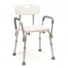 silla baño aluminio regulable en altura con resposabrazos y respaldo.