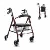 Andador para ancianos ligero, plegable, con asiento y respaldo, 4 ruedas y frenos modelo Escorial