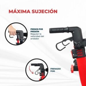 Andador de cuatro ruedas grandes, plegable con asiento, respaldo y cesta delantera INVICTO X